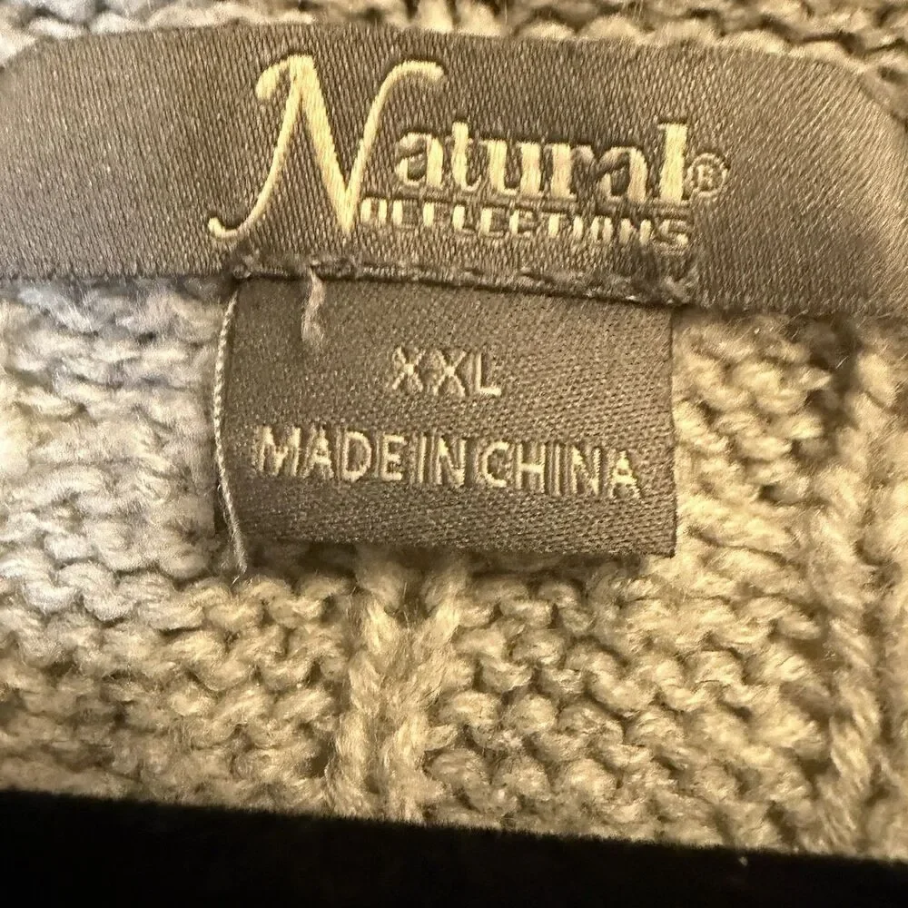 Natural Reflections Gray Cable-Knit Crewneck Pullover Sweater Women’s XXL